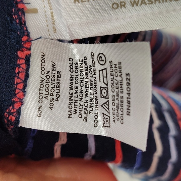 LOFT Pullover Dress Size XL Red White And Blue Swiss Dot With Belt Ruffle Hem - Picture 8 of 9